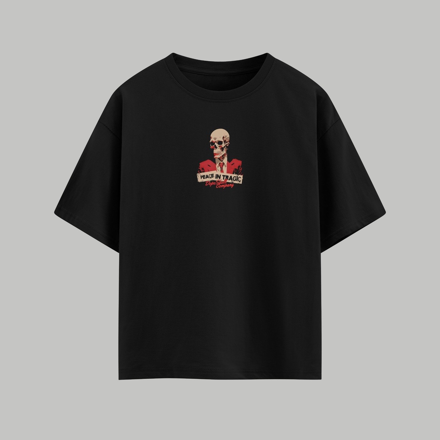 Skull in the Headlines | Oversized Black T-Shirt 2 Skull in the Headlines | Oversized Black T-Shirt - Image 2