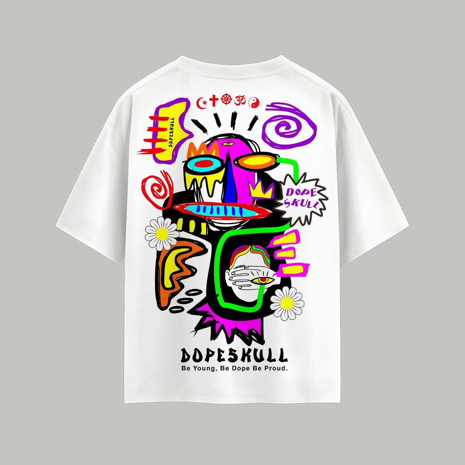 Chaos Canvas – DopeSkull Edition: Oversized White Tshirt 1 Chaos Canvas – DopeSkull Edition: Oversized White Tshirt
