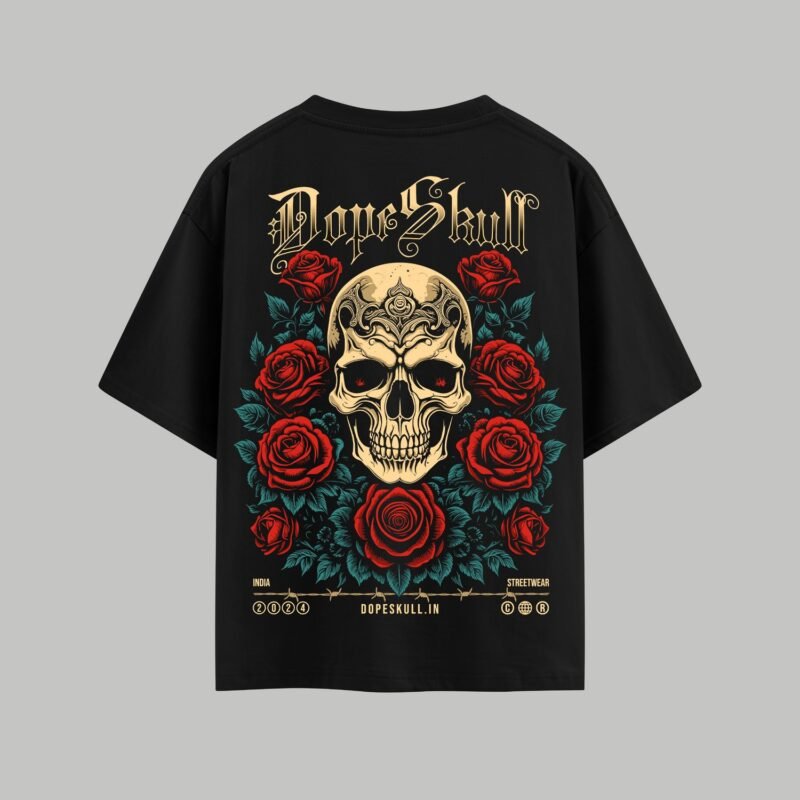 Floral Hell: Thorns & Bones | Oversized Black Tee